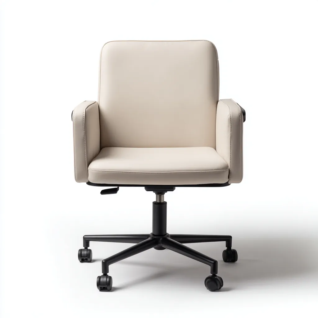 Krzesło biurowe z ekoskóry na metalowej podstawie 64x62x88 cm - kremowe - do pracy biurowej - styl nowoczesny-Vamonoroom