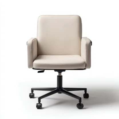 Krzesło biurowe z ekoskóry na metalowej podstawie 64x62x88 cm - kremowe - do pracy biurowej - styl nowoczesny-Vamonoroom