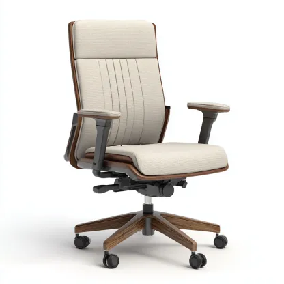 Krzesło biurowe tapicerowane z tkaniny i drewnianymi akcentami 67x66x112 cm - beżowe - do pracy biurowej - styl nowoczesny-Vamonoroom