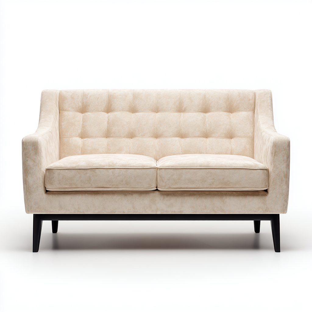 Sofa prosta tapicerowana 155x85x80 cm - tkanina kremowa - styl nowoczesny do salonu-Vamonoroom