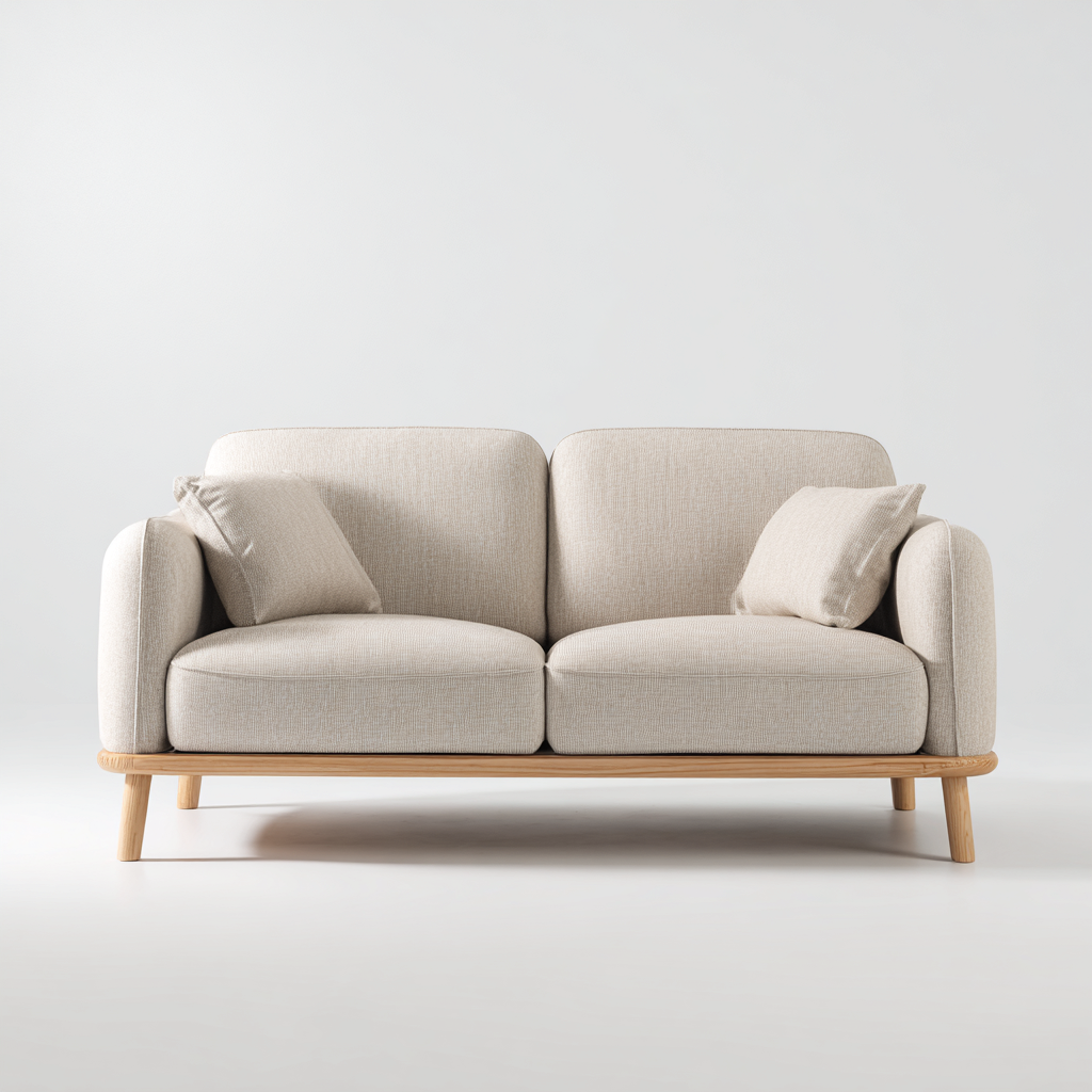 Sofa prosta tapicerowana 178x84x80 cm - tkanina beżowa - styl minimalistyczny do salonu-Vamonoroom