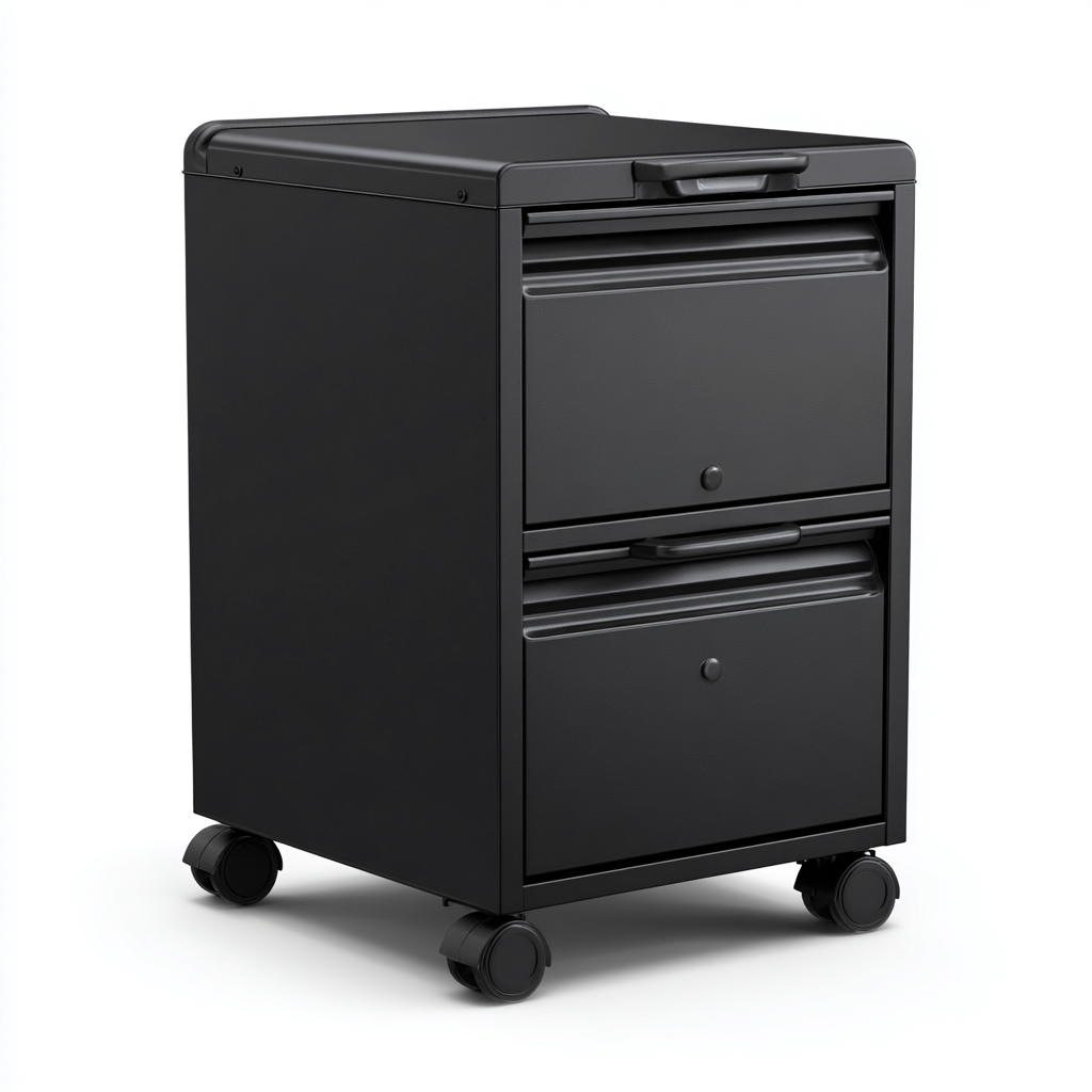 Szafka na dokumenty metalowa z dwiema szufladami 42x45x65 cm - czarna - nowoczesny styl do biura-Vamonoroom