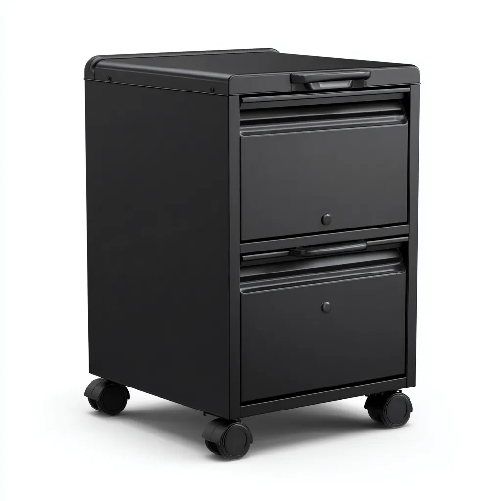 Szafka na dokumenty metalowa z dwiema szufladami 42x45x65 cm - czarna - nowoczesny styl do biura-Vamonoroom