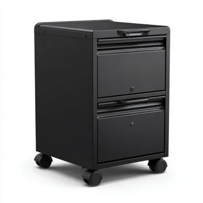 Szafka na dokumenty metalowa z dwiema szufladami 42x45x65 cm - czarna - nowoczesny styl do biura-Vamonoroom