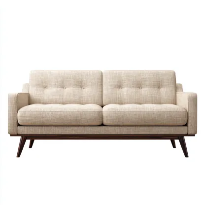 Sofa prosta tapicerowana 185x90x85 cm - tkanina beżowa - styl retro do salonu-Vamonoroom