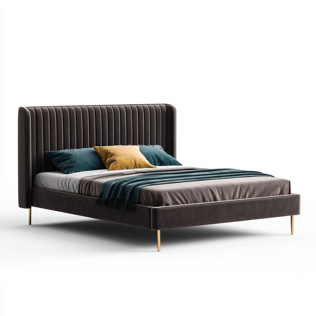 Łóżko podwójne tapicerowane 200x180x110 cm - ciemnobrązowe - do sypialni - nowoczesny design-Vamonoroom