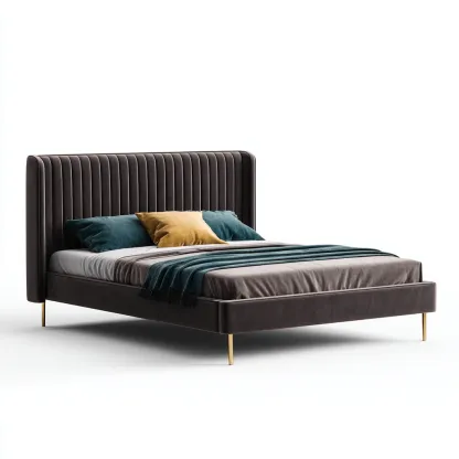 Łóżko podwójne tapicerowane 200x180x110 cm - ciemnobrązowe - do sypialni - nowoczesny design-Vamonoroom