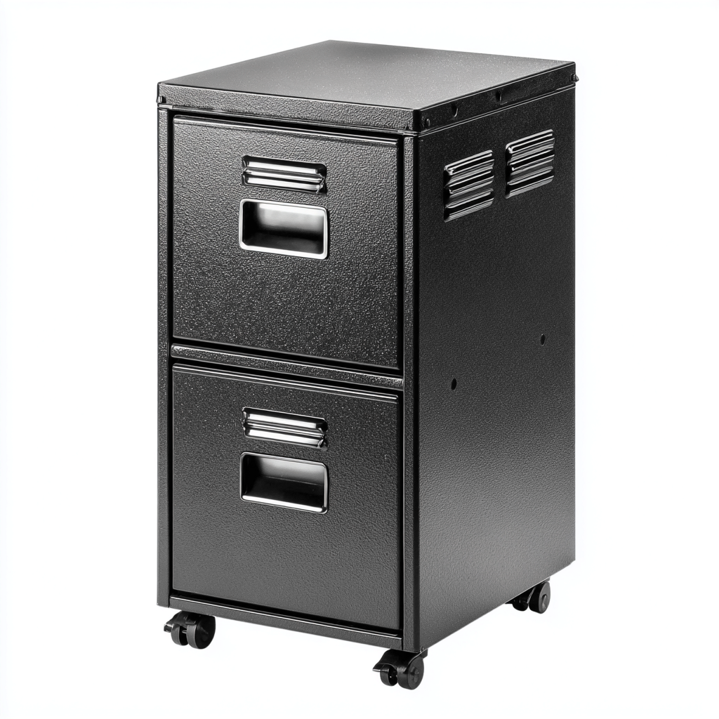 Szafka na dokumenty metalowa z dwiema szufladami 42x45x70 cm - czarna - nowoczesny styl do biura-Vamonoroom