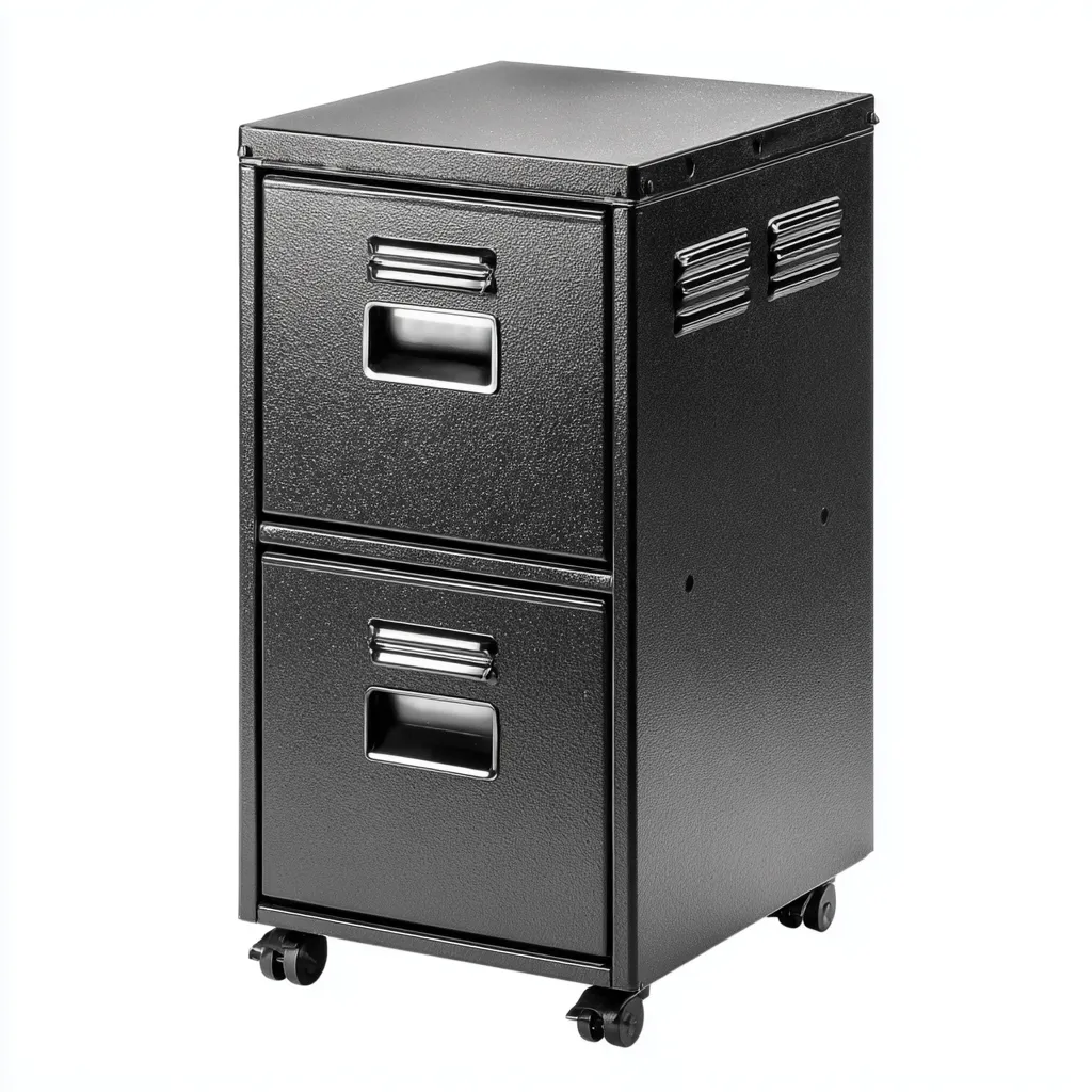Szafka na dokumenty metalowa z dwiema szufladami 42x45x70 cm - czarna - nowoczesny styl do biura-Vamonoroom