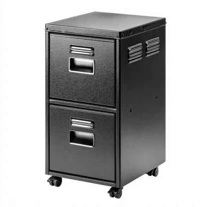 Szafka na dokumenty metalowa z dwiema szufladami 42x45x70 cm - czarna - nowoczesny styl do biura-Vamonoroom
