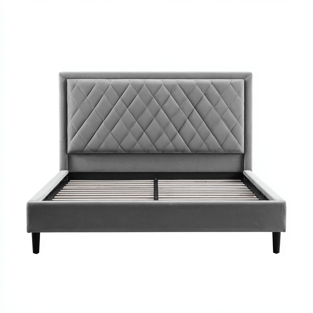 Łóżko podwójne tapicerowane 200x180x110 cm - szare - do sypialni - nowoczesny design-Vamonoroom