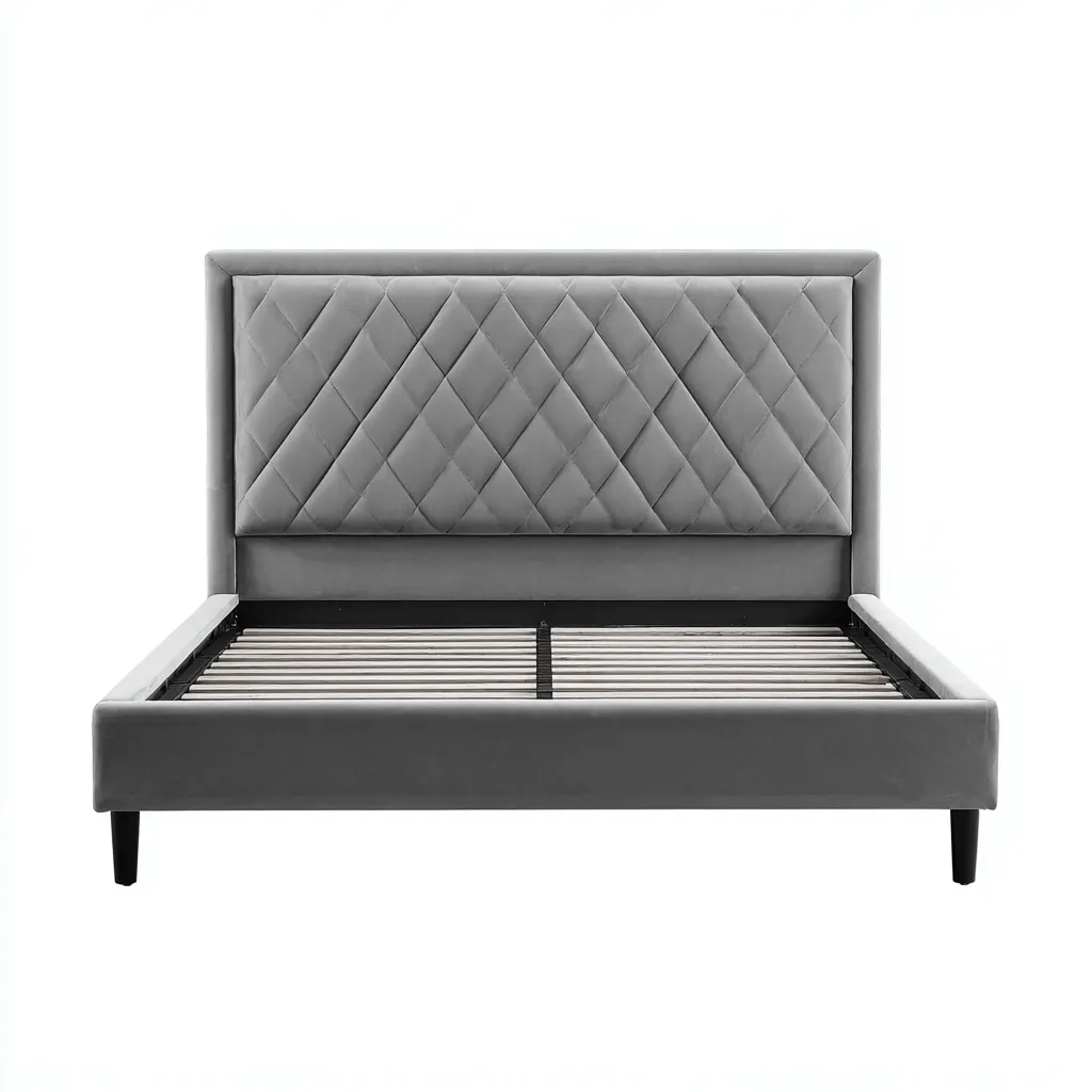 Łóżko podwójne tapicerowane 200x180x110 cm - szare - do sypialni - nowoczesny design-Vamonoroom