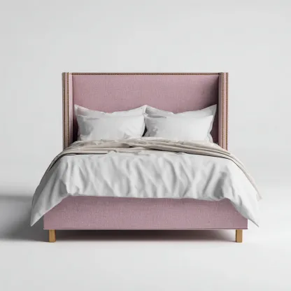 Łóżko podwójne tapicerowane 200x180x115 cm - różowe - do sypialni - styl nowoczesny-Vamonoroom