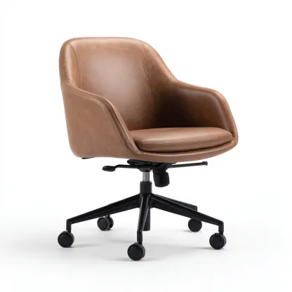 Krzesło biurowe z ekoskóry na metalowej podstawie 64x61x87 cm - jasnobrązowe - do pracy biurowej - styl nowoczesny-Vamonoroom