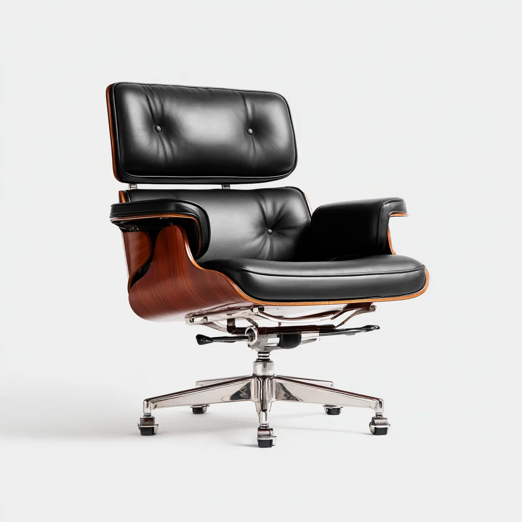 Krzesło biurowe skórzane z drewnianym wykończeniem 70x68x110 cm - czarne - do pracy biurowej - styl klasyczny-Vamonoroom