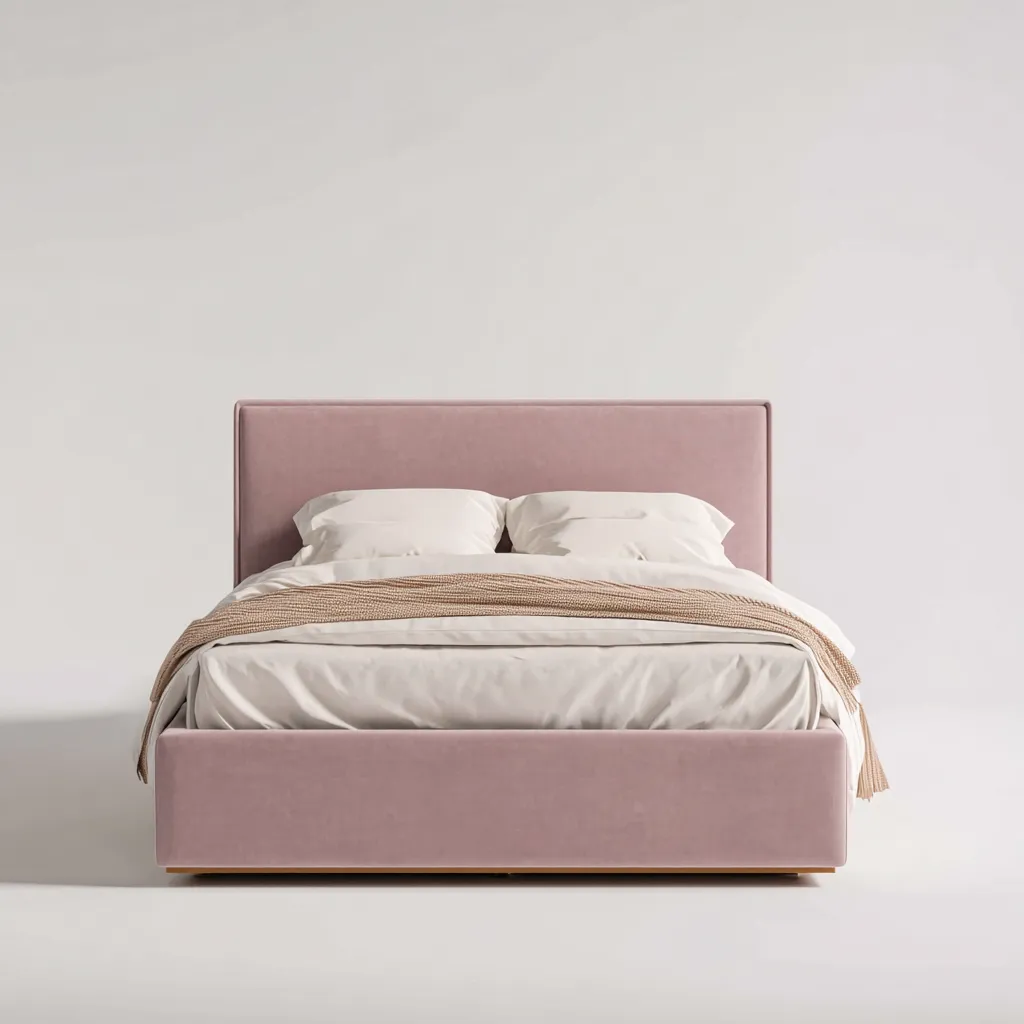 Łóżko podwójne tapicerowane 200x180x110 cm - różowe - do sypialni - styl nowoczesny-Vamonoroom