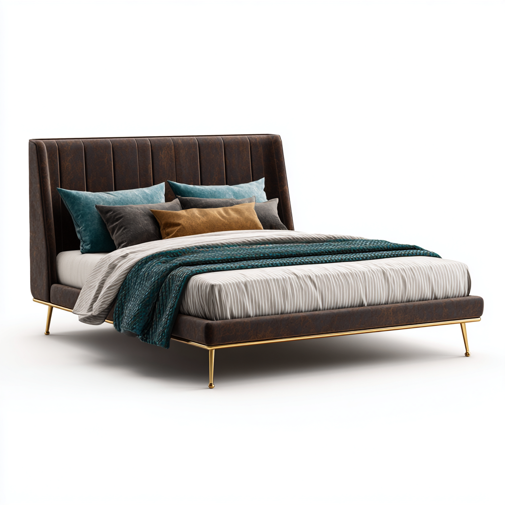 Łóżko podwójne tapicerowane 200x180x110 cm - ciemnobrązowe - do sypialni - elegancki design-Vamonoroom