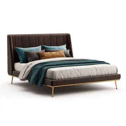 Łóżko podwójne tapicerowane 200x180x110 cm - ciemnobrązowe - do sypialni - elegancki design-Vamonoroom