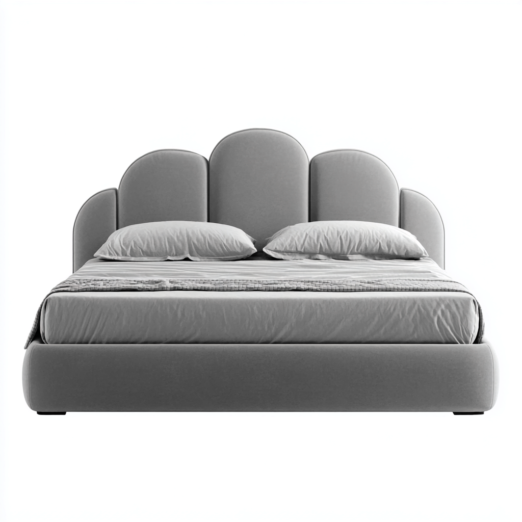 Łóżko podwójne tapicerowane 200x180x110 cm - szare - do sypialni - nowoczesny design-Vamonoroom
