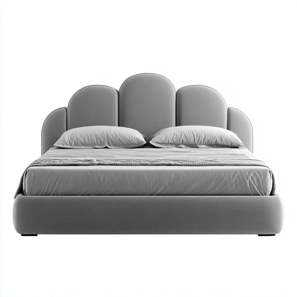 Łóżko podwójne tapicerowane 200x180x110 cm - szare - do sypialni - nowoczesny design-Vamonoroom