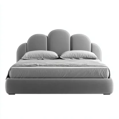 Łóżko podwójne tapicerowane 200x180x110 cm - szare - do sypialni - nowoczesny design-Vamonoroom