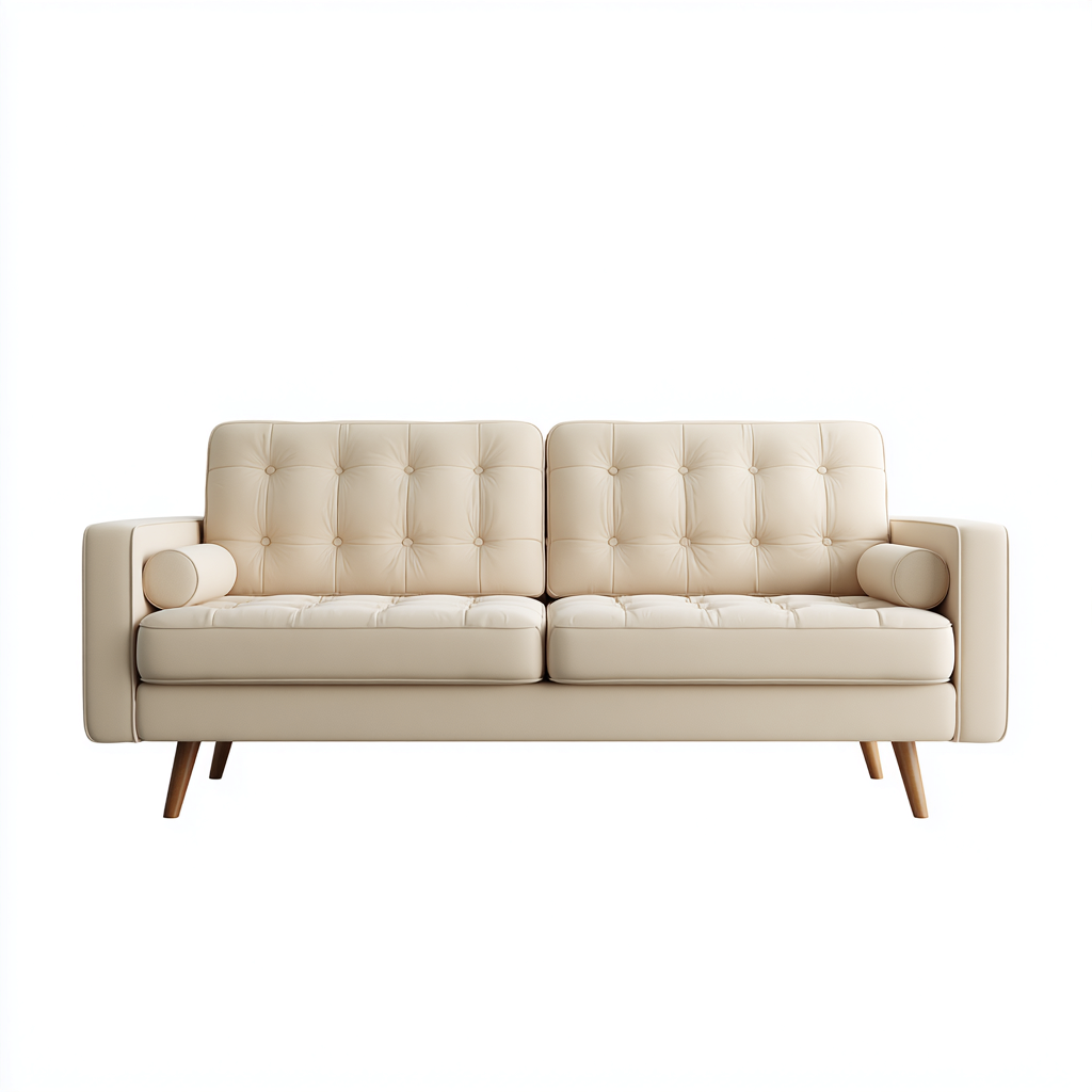 Sofa prosta tapicerowana 190x88x85 cm - tkanina kremowa - styl nowoczesny do salonu-Vamonoroom