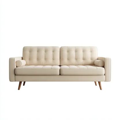 Sofa prosta tapicerowana 190x88x85 cm - tkanina kremowa - styl nowoczesny do salonu-Vamonoroom