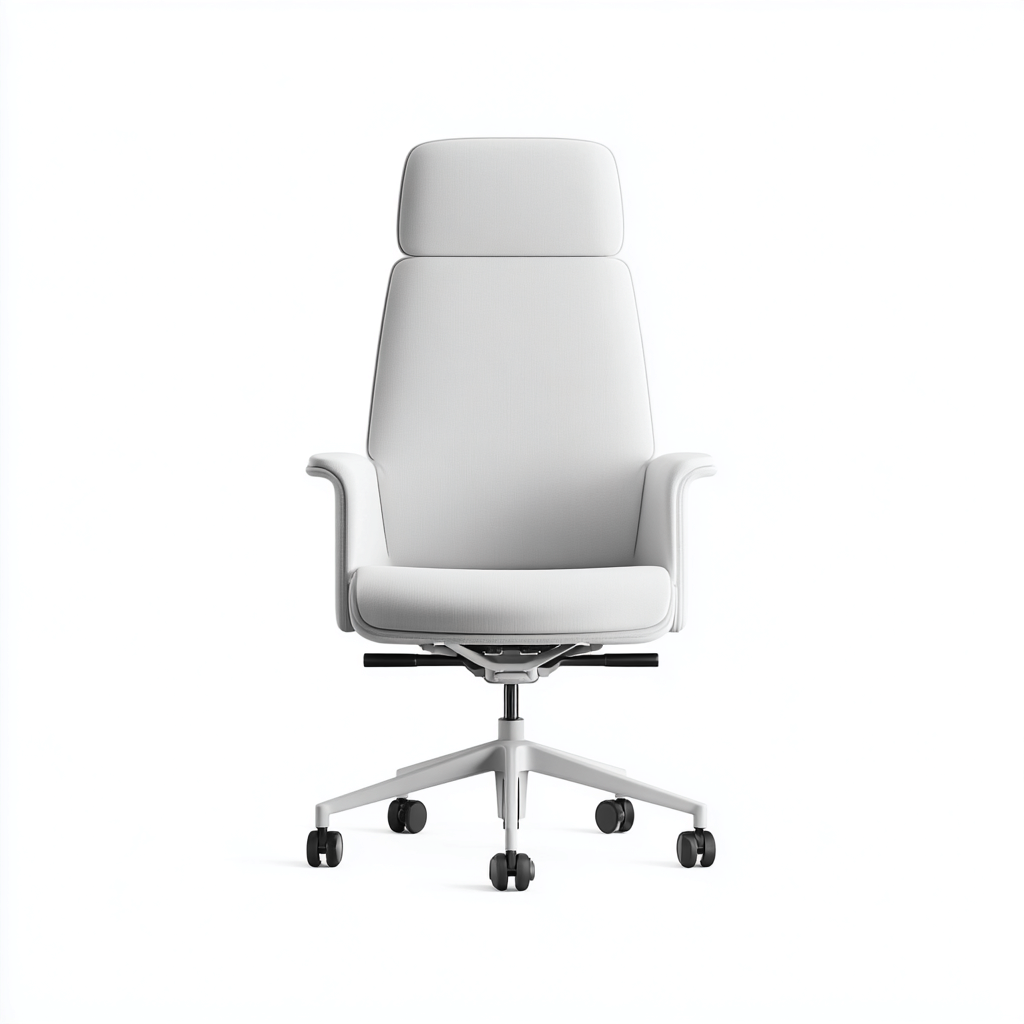 Krzesło biurowe tapicerowane z ekoskóry 65x65x120 cm - białe - do pracy biurowej - nowoczesny styl-Vamonoroom