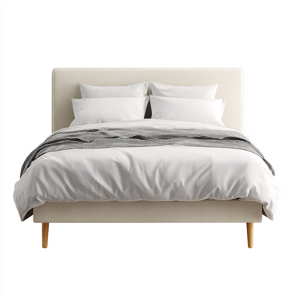 Łóżko podwójne tapicerowane 200x180x110 cm - kremowe - do sypialni - minimalistyczny design-Vamonoroom