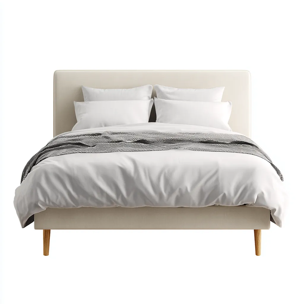 Łóżko podwójne tapicerowane 200x180x110 cm - kremowe - do sypialni - minimalistyczny design-Vamonoroom