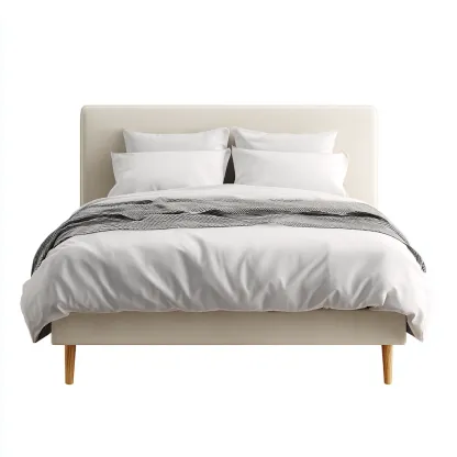 Łóżko podwójne tapicerowane 200x180x110 cm - kremowe - do sypialni - minimalistyczny design-Vamonoroom