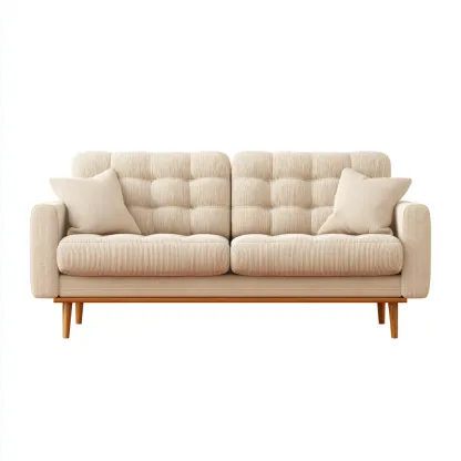 Sofa prosta tapicerowana 180x85x82 cm - tkanina sztruksowa beżowa - styl skandynawski do salonu-Vamonoroom