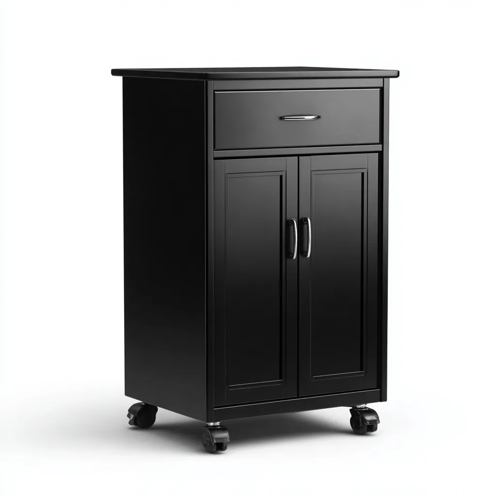 Szafka na dokumenty z płyty MDF z szufladą i drzwiczkami 45x50x80 cm - czarna - nowoczesny styl do biura-Vamonoroom