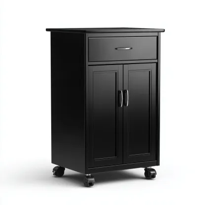 Szafka na dokumenty z płyty MDF z szufladą i drzwiczkami 45x50x80 cm - czarna - nowoczesny styl do biura-Vamonoroom