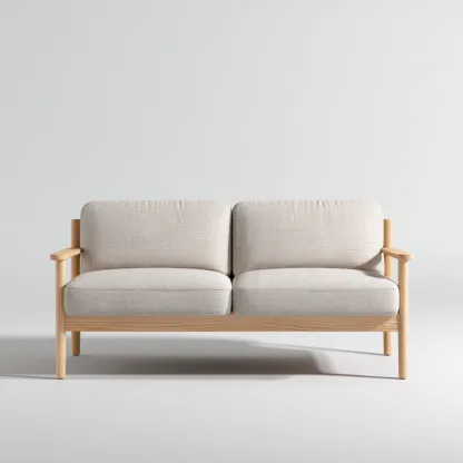 Sofa prosta tapicerowana 170x85x82 cm - tkanina beżowa i drewno naturalne - styl skandynawski do salonu-Vamonoroom