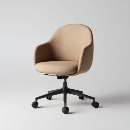 Krzesło biurowe tapicerowane z tkaniny 64x62x89 cm - jasnobrązowe - do pracy biurowej - styl minimalistyczny-Vamonoroom