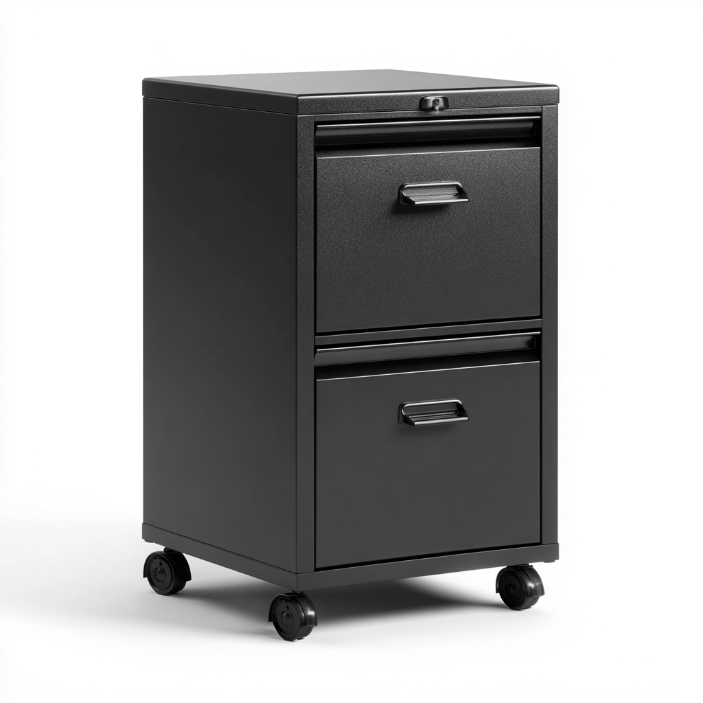 Szafka na dokumenty metalowa z zamkiem i dwiema szufladami 42x45x70 cm - czarna - nowoczesny styl do biura-Vamonoroom