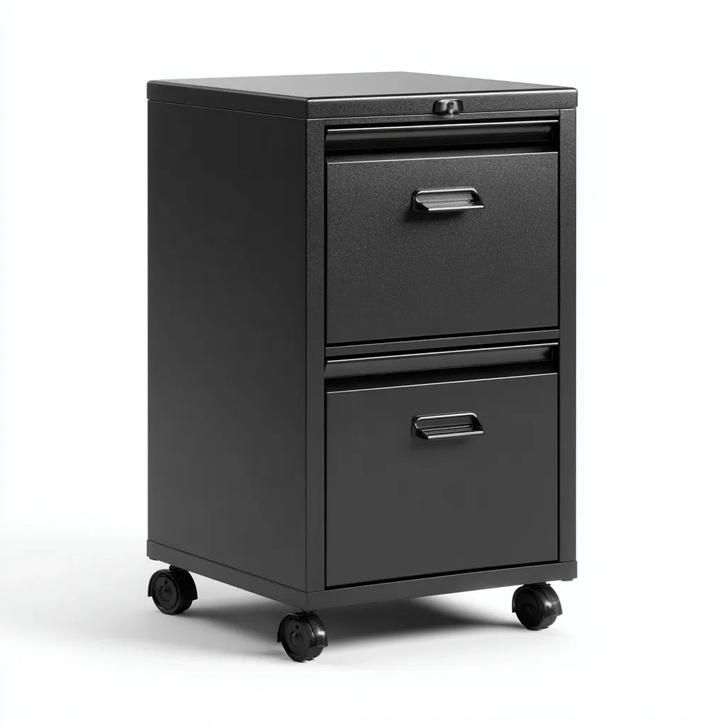 Szafka na dokumenty metalowa z zamkiem i dwiema szufladami 42x45x70 cm - czarna - nowoczesny styl do biura-Vamonoroom