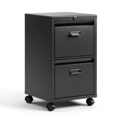 Szafka na dokumenty metalowa z zamkiem i dwiema szufladami 42x45x70 cm - czarna - nowoczesny styl do biura-Vamonoroom