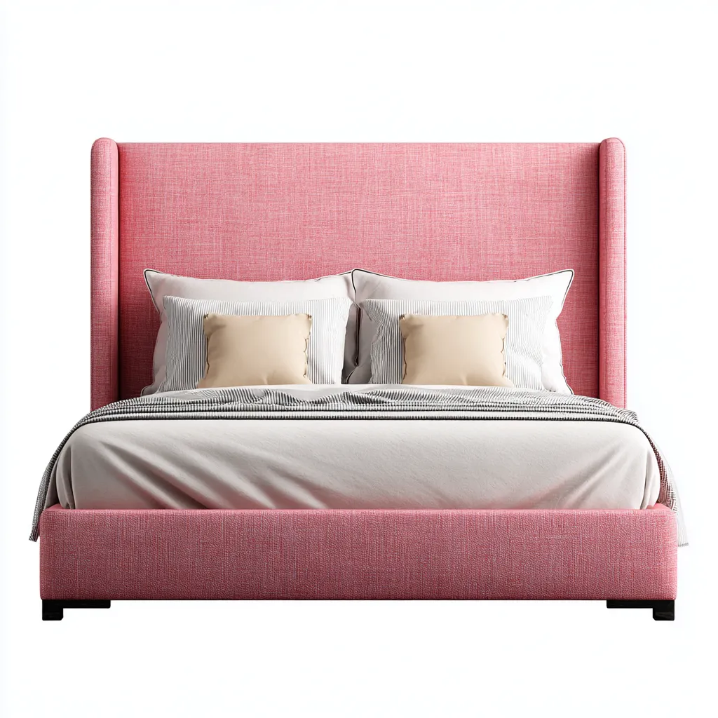 Łóżko podwójne tapicerowane 200x180x120 cm - różowe - do sypialni - styl nowoczesny-Vamonoroom