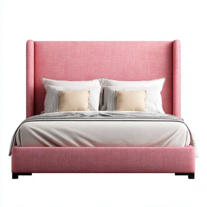 Łóżko podwójne tapicerowane 200x180x120 cm - różowe - do sypialni - styl nowoczesny-Vamonoroom