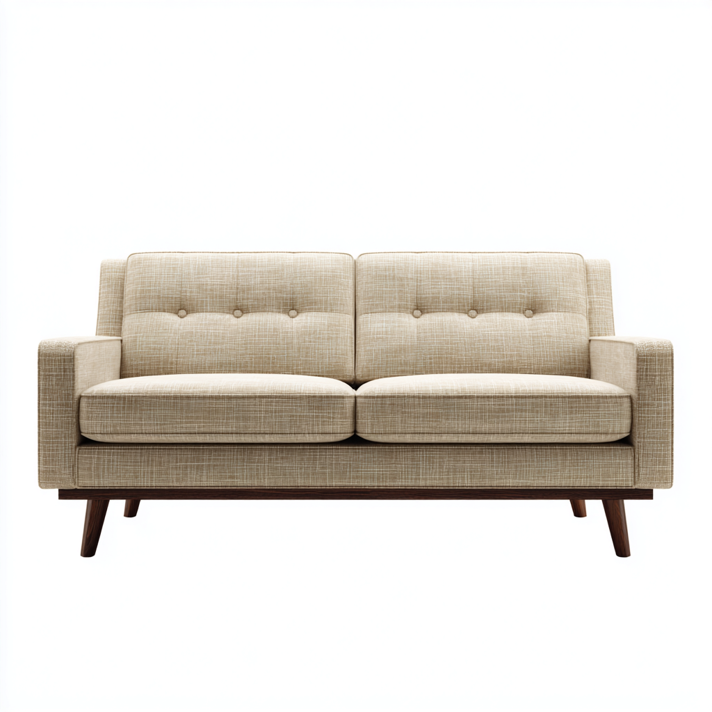 Sofa prosta tapicerowana 175x88x85 cm - tkanina beżowa - styl retro do salonu-Vamonoroom