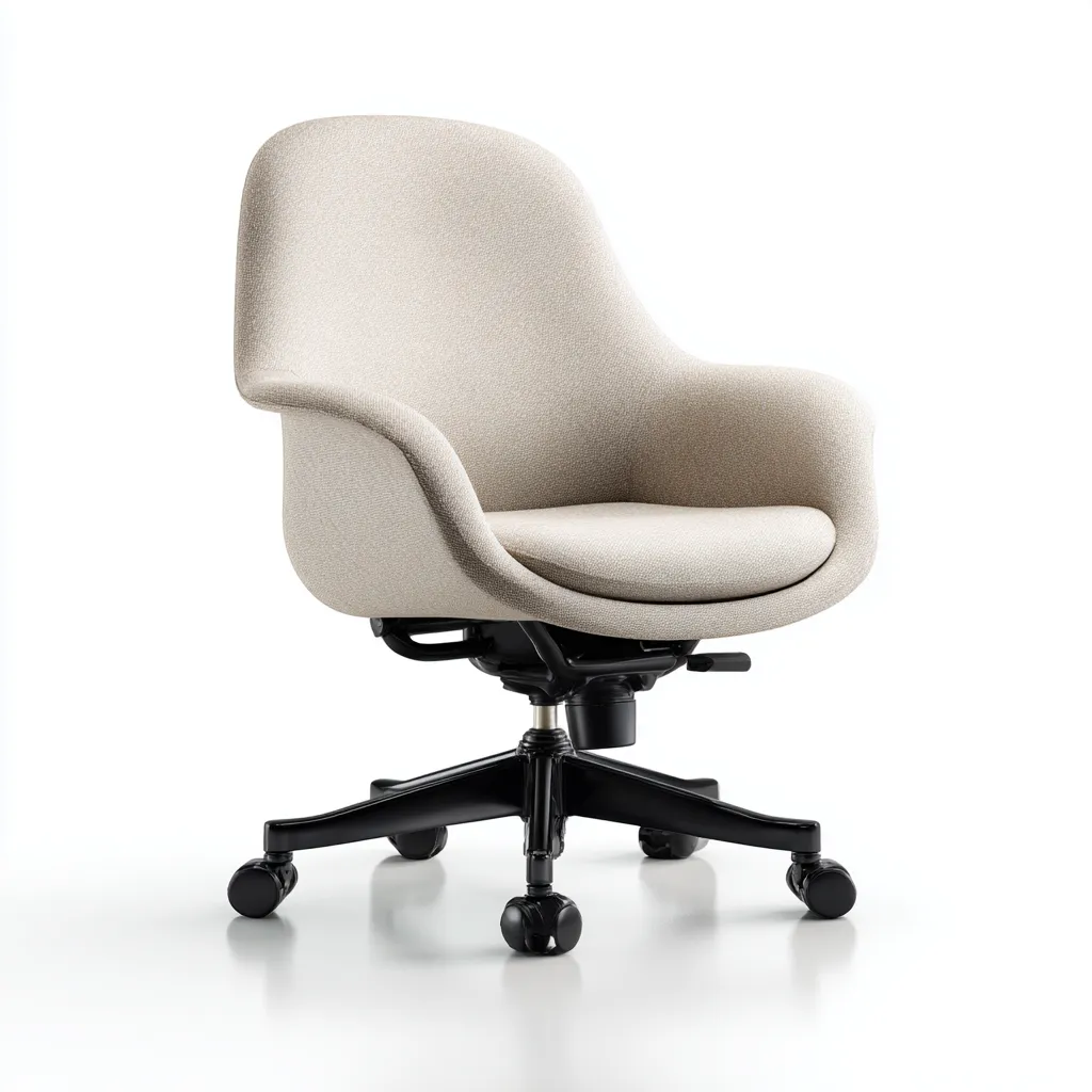 Krzesło biurowe tapicerowane z tkaniny 64x63x90 cm - beżowe - do pracy biurowej - styl minimalistyczny-Vamonoroom