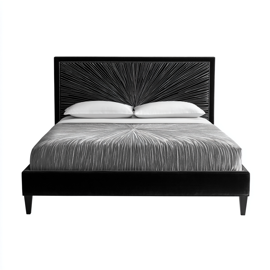 Łóżko podwójne tapicerowane 200x180x110 cm - czarne - do sypialni - nowoczesny design-Vamonoroom