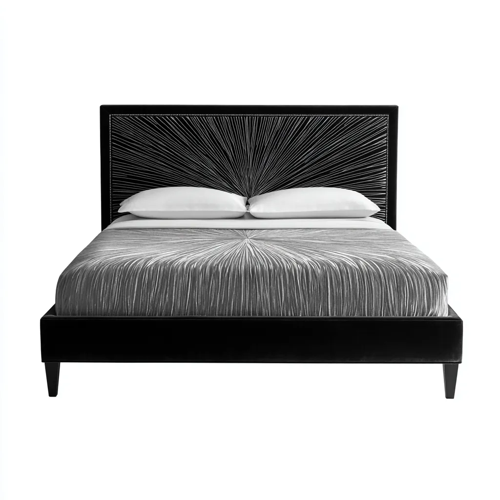 Łóżko podwójne tapicerowane 200x180x110 cm - czarne - do sypialni - nowoczesny design-Vamonoroom