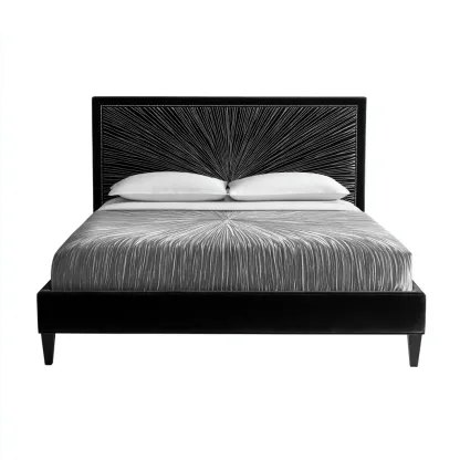 Łóżko podwójne tapicerowane 200x180x110 cm - czarne - do sypialni - nowoczesny design-Vamonoroom