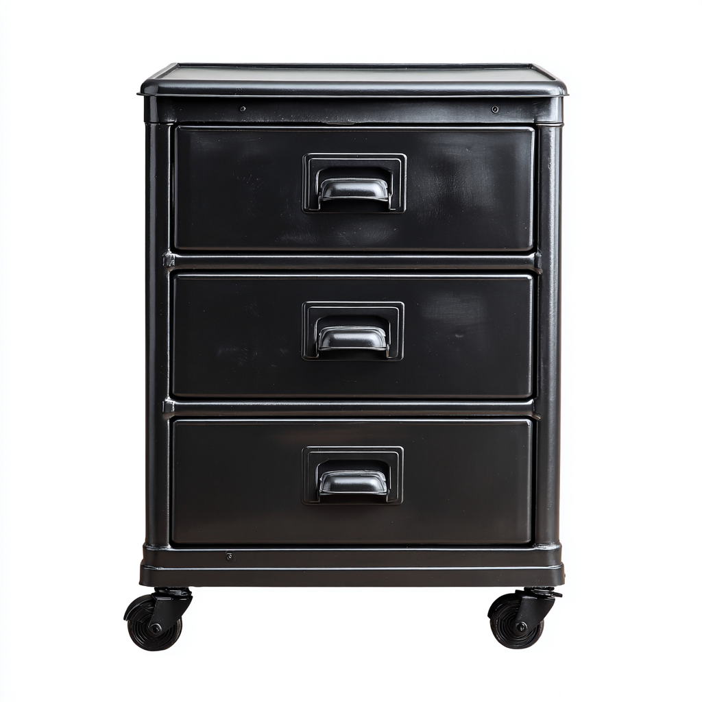 Szafka na dokumenty metalowa z trzema szufladami 42x45x65 cm - czarna - nowoczesny styl do biura-Vamonoroom