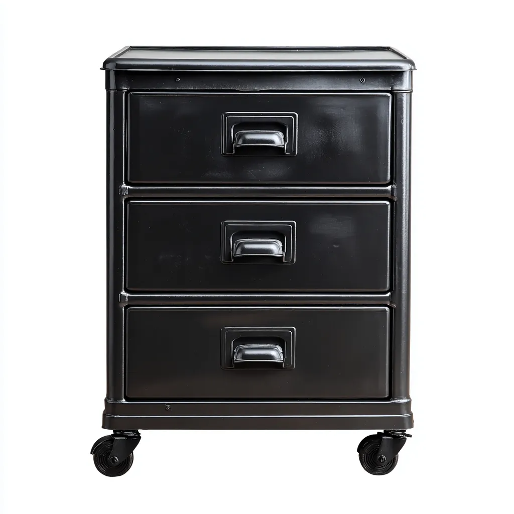 Szafka na dokumenty metalowa z trzema szufladami 42x45x65 cm - czarna - nowoczesny styl do biura-Vamonoroom