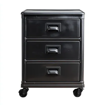 Szafka na dokumenty metalowa z trzema szufladami 42x45x65 cm - czarna - nowoczesny styl do biura-Vamonoroom