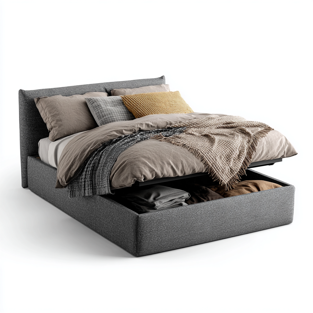 Łóżko podwójne tapicerowane z pojemnikiem 200x180x110 cm - szare - do sypialni - praktyczny design-Vamonoroom